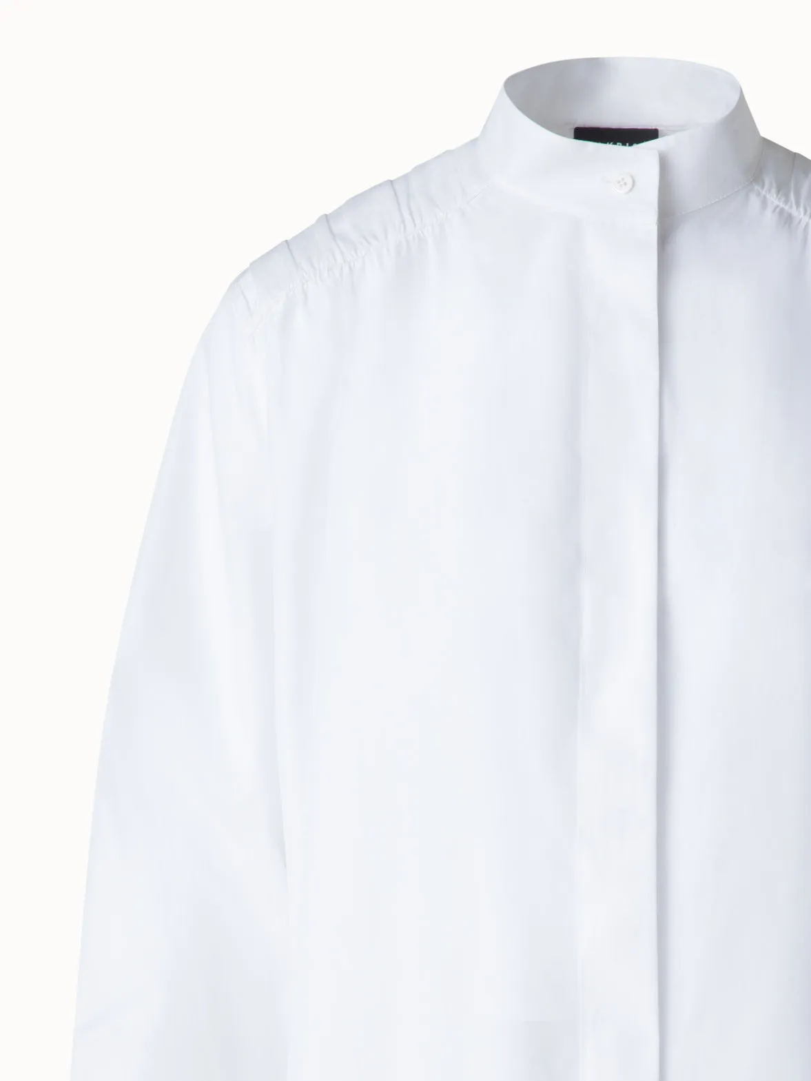 Cotton Blouse with Gathered Shoulder Detail Akris