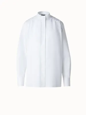 Cotton Blouse with Gathered Shoulder Detail Akris