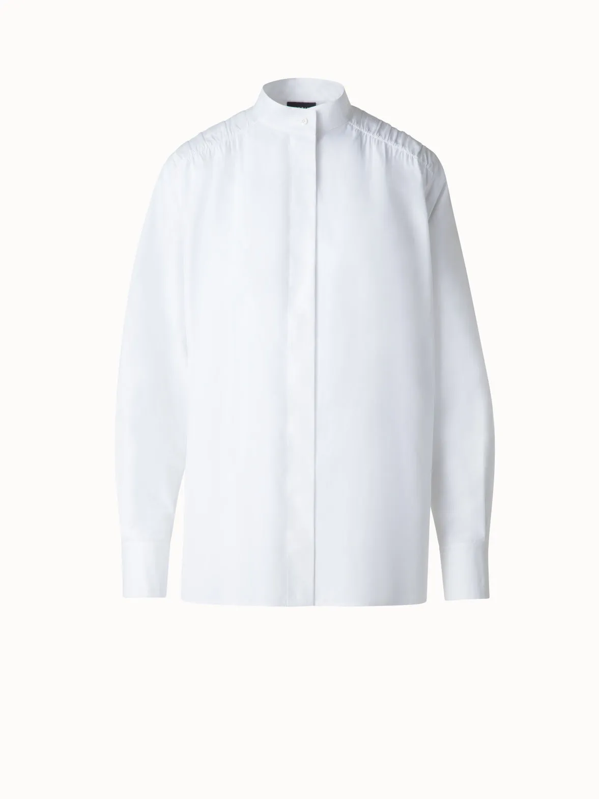Cotton Blouse with Gathered Shoulder Detail Akris