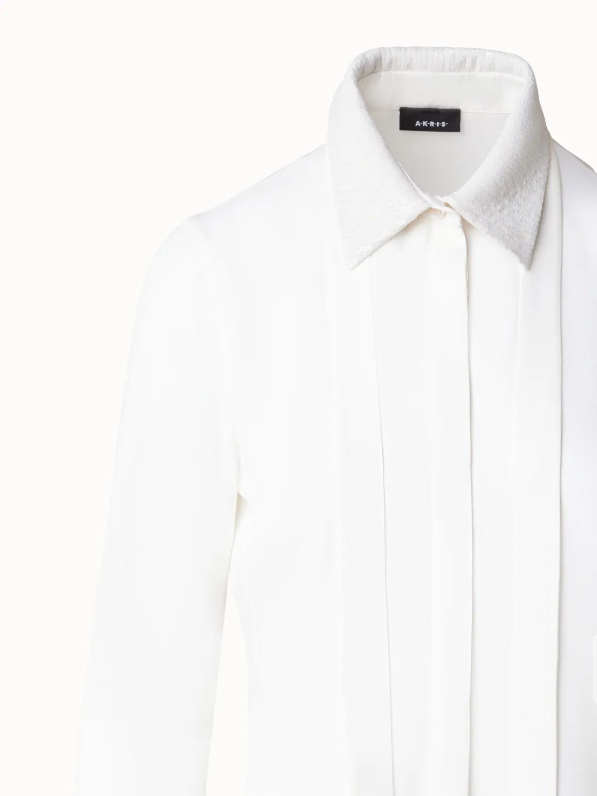 Cotton Blouse with Sequins Collar and Cuffs Akris
