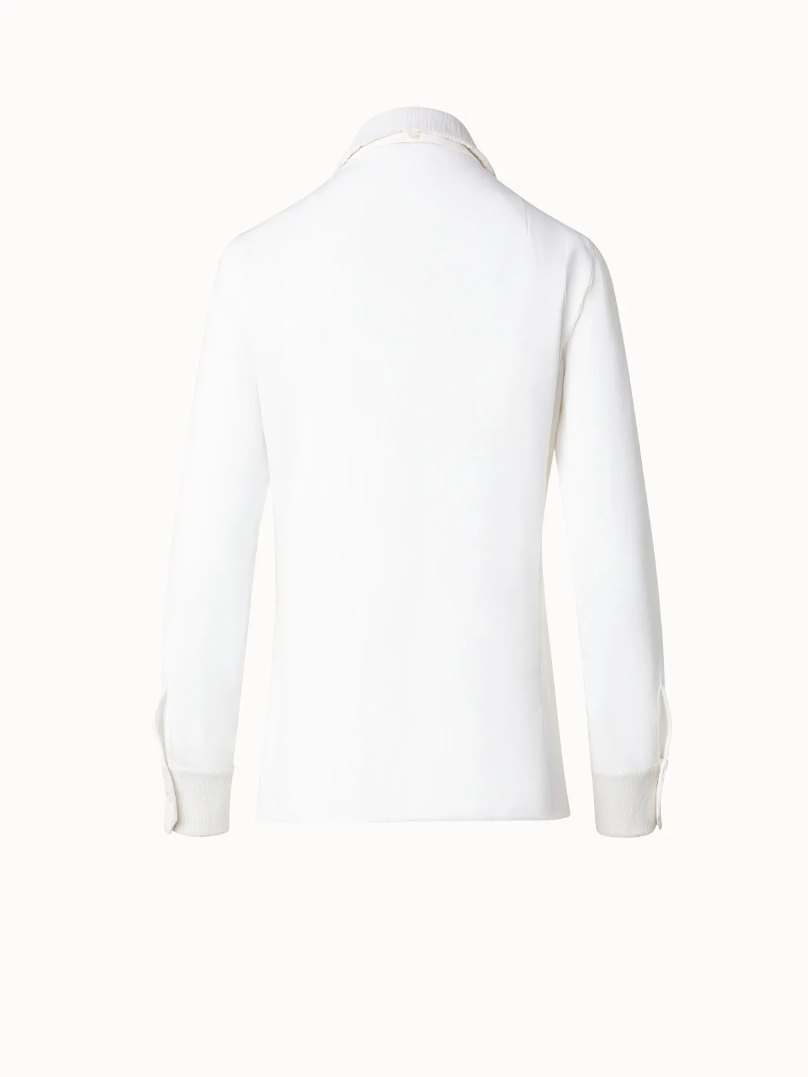 Cotton Blouse with Sequins Collar and Cuffs Akris