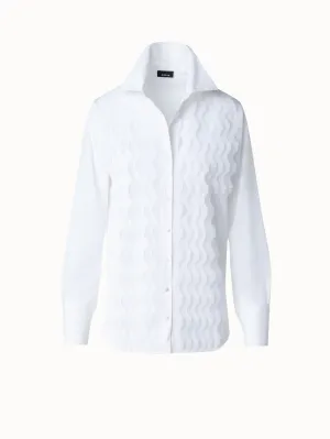 Cotton Poplin Blouse with Lace Front Akris
