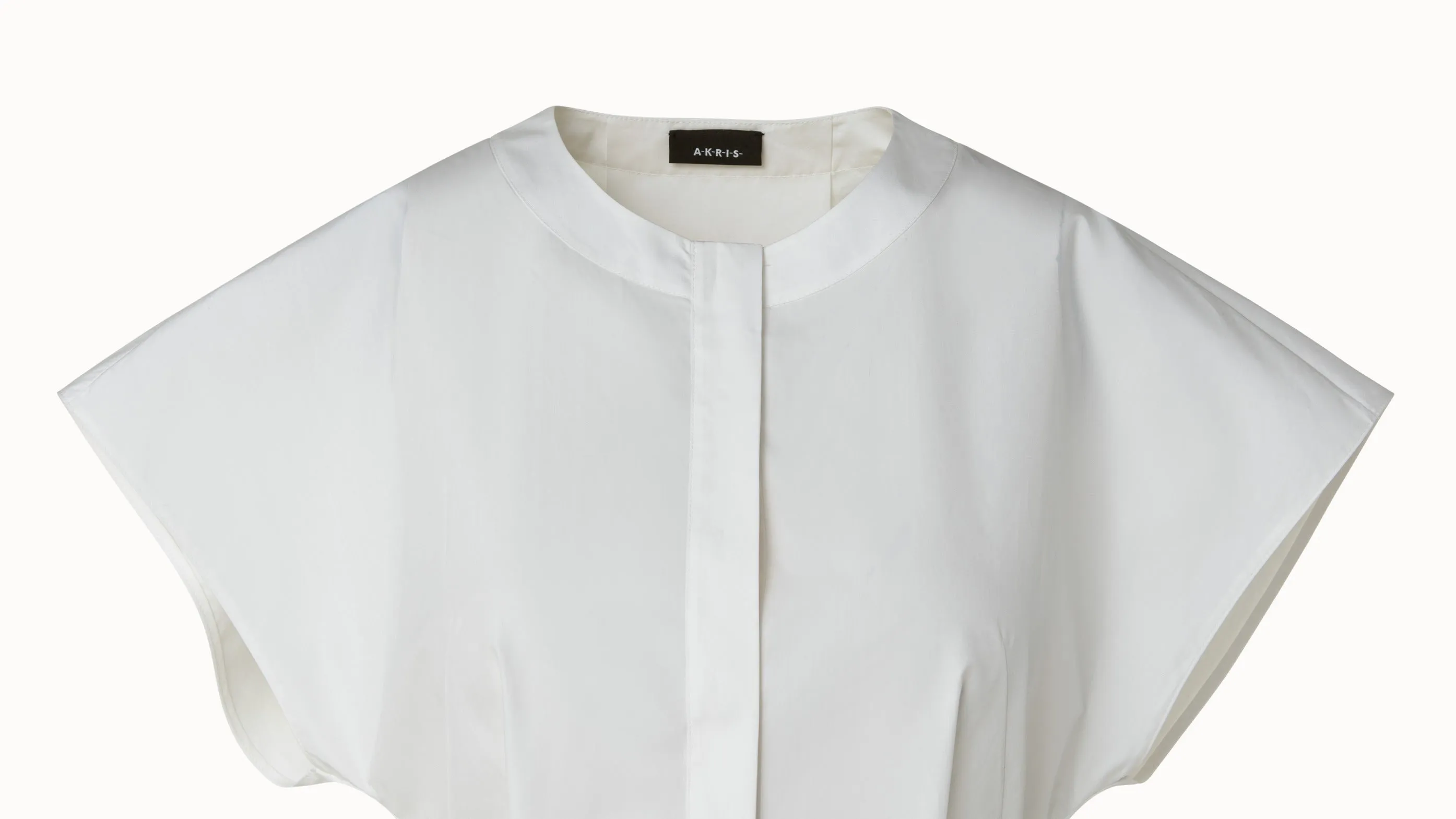 Cotton Silk Poplin Cap Sleeve Blouse Akris