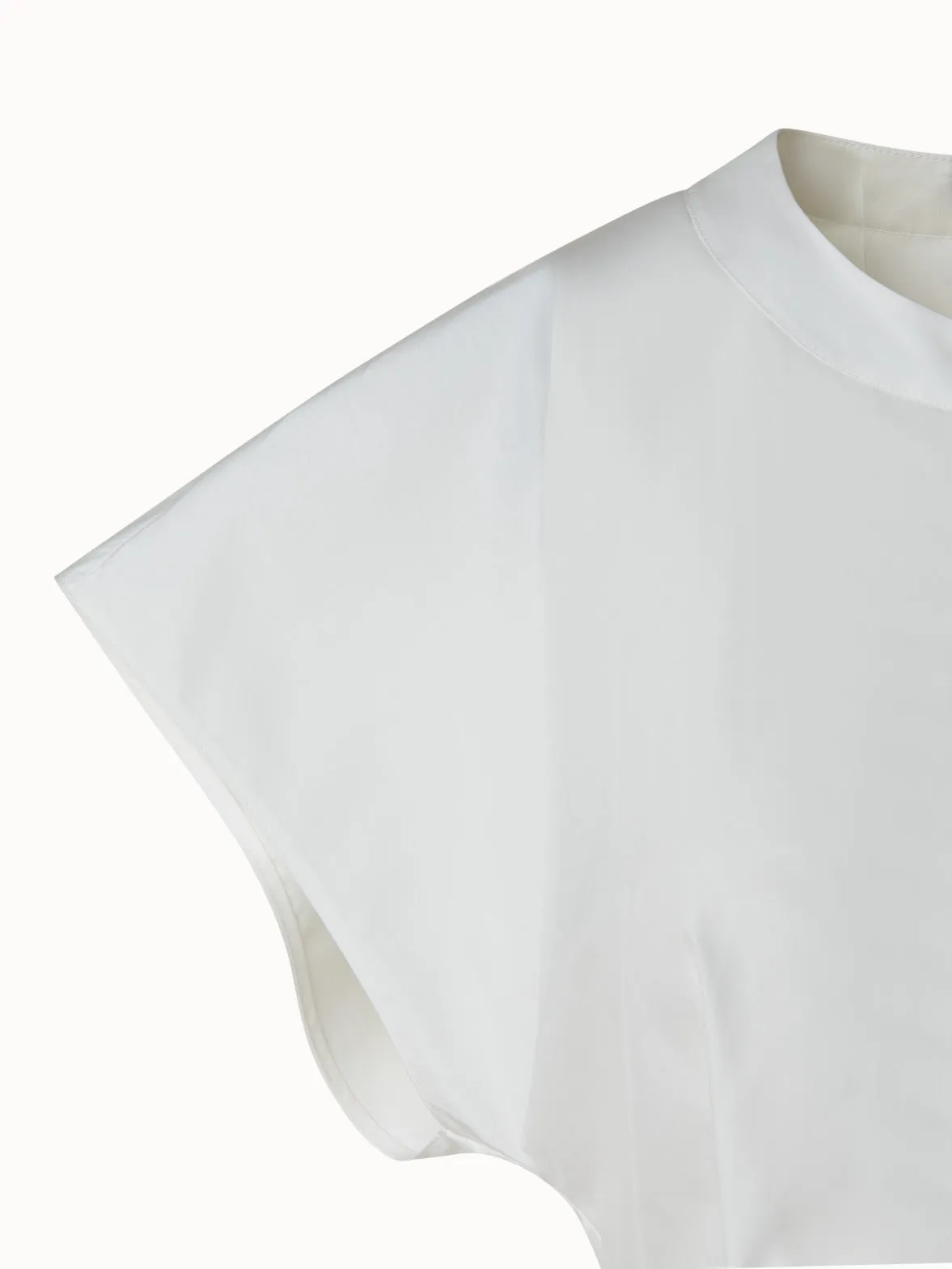 Cotton Silk Poplin Cap Sleeve Blouse Akris