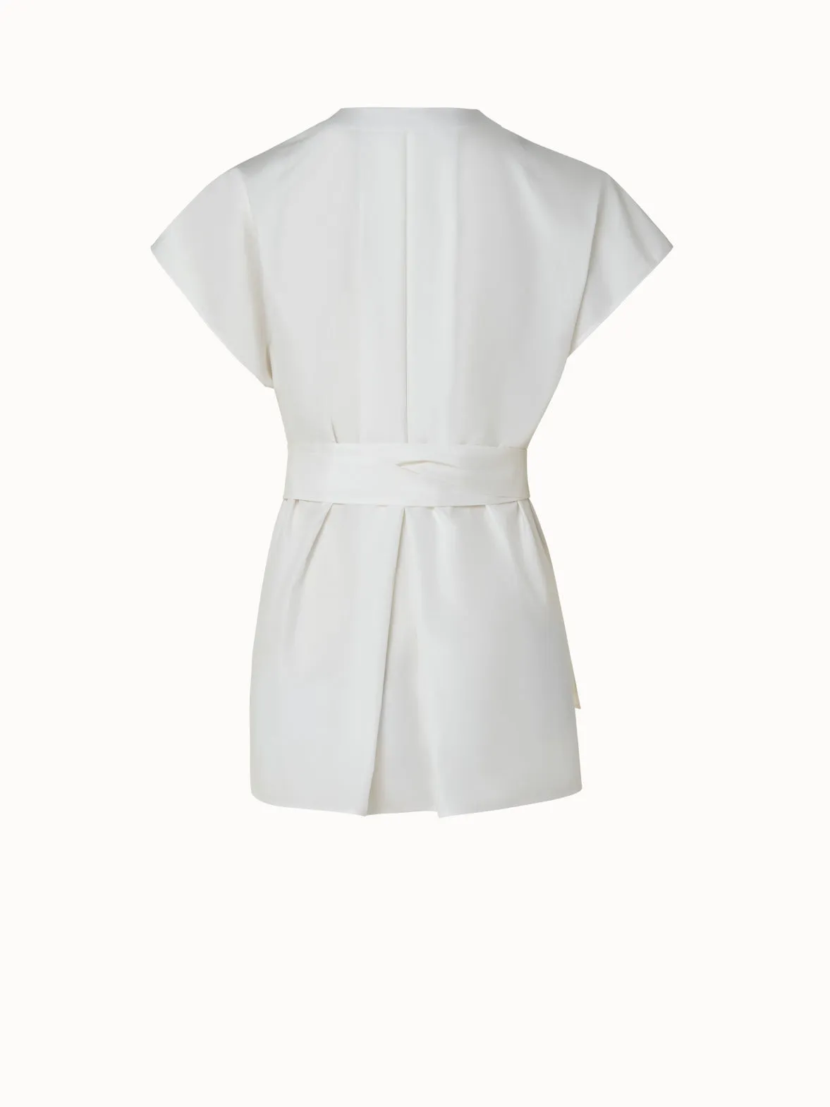 Cotton Silk Poplin Cap Sleeve Blouse Akris