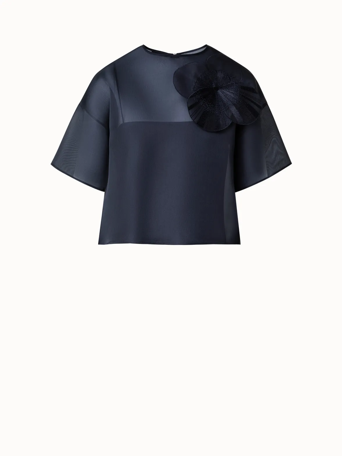 Cropped Blouse in Organza with Poppy Akris