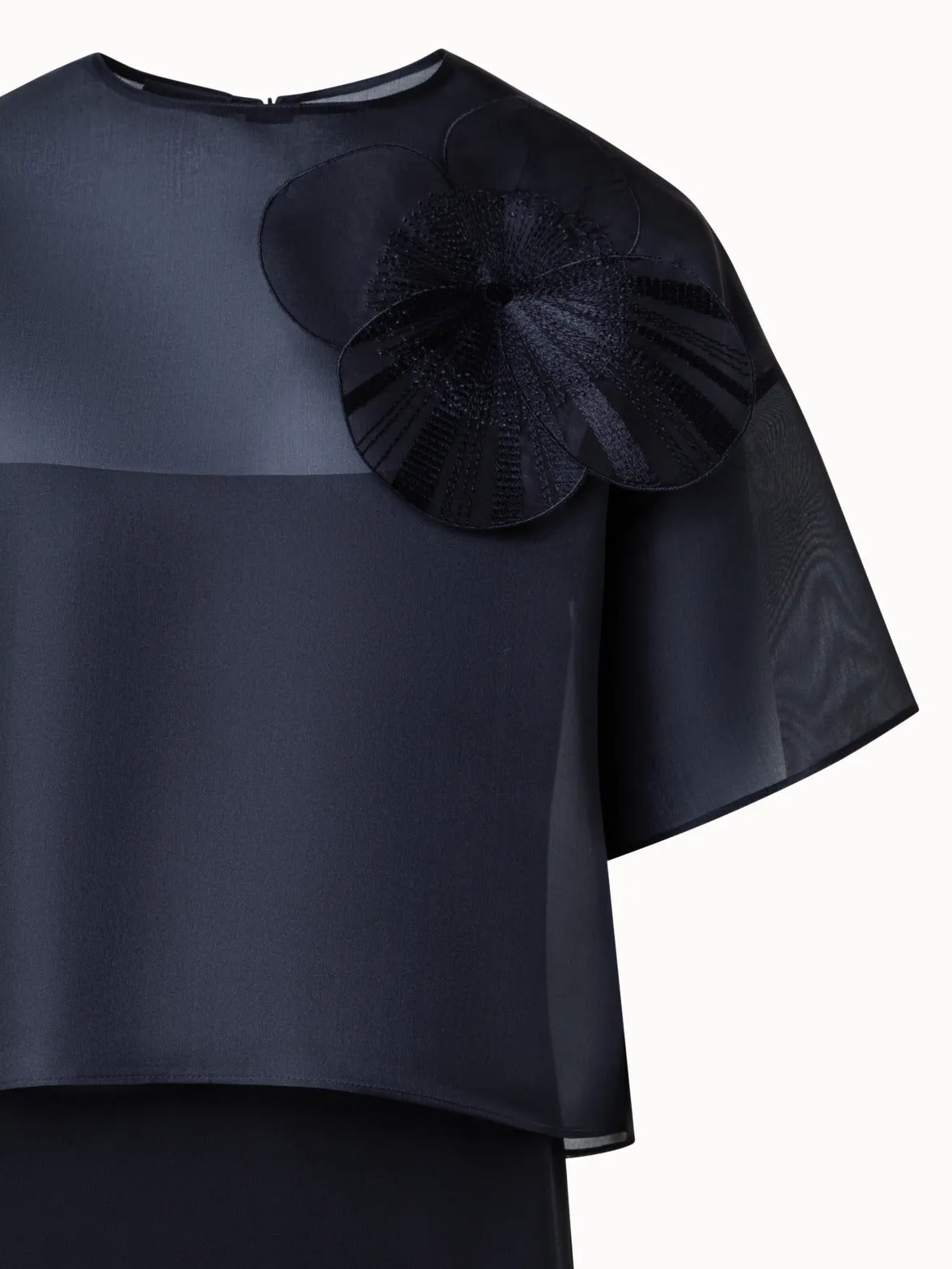 Cropped Blouse in Organza with Poppy Akris