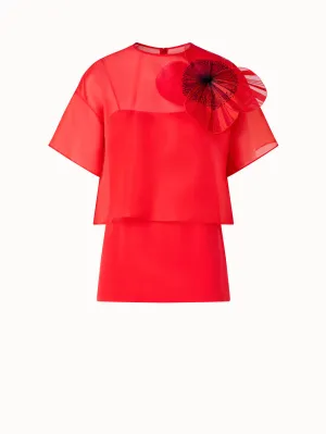 Cropped Blouse in Organza with Poppy Akris