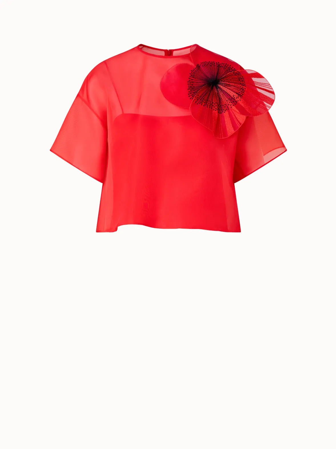 Cropped Blouse in Organza with Poppy Akris