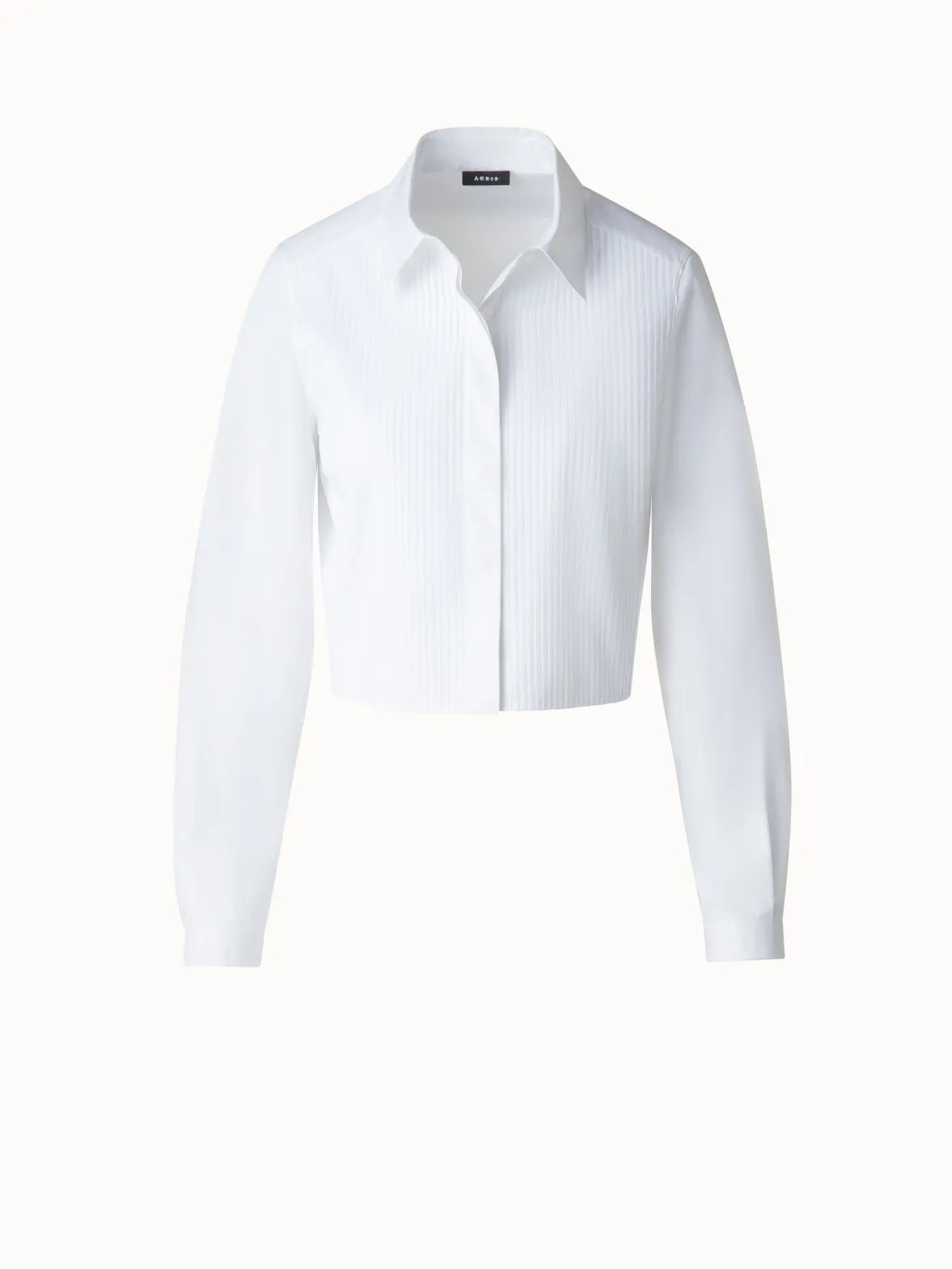 Cropped Pleated Cotton Blouse Akris
