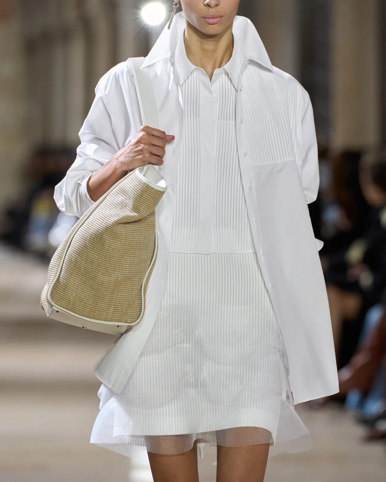 Cropped Pleated Cotton Blouse Akris