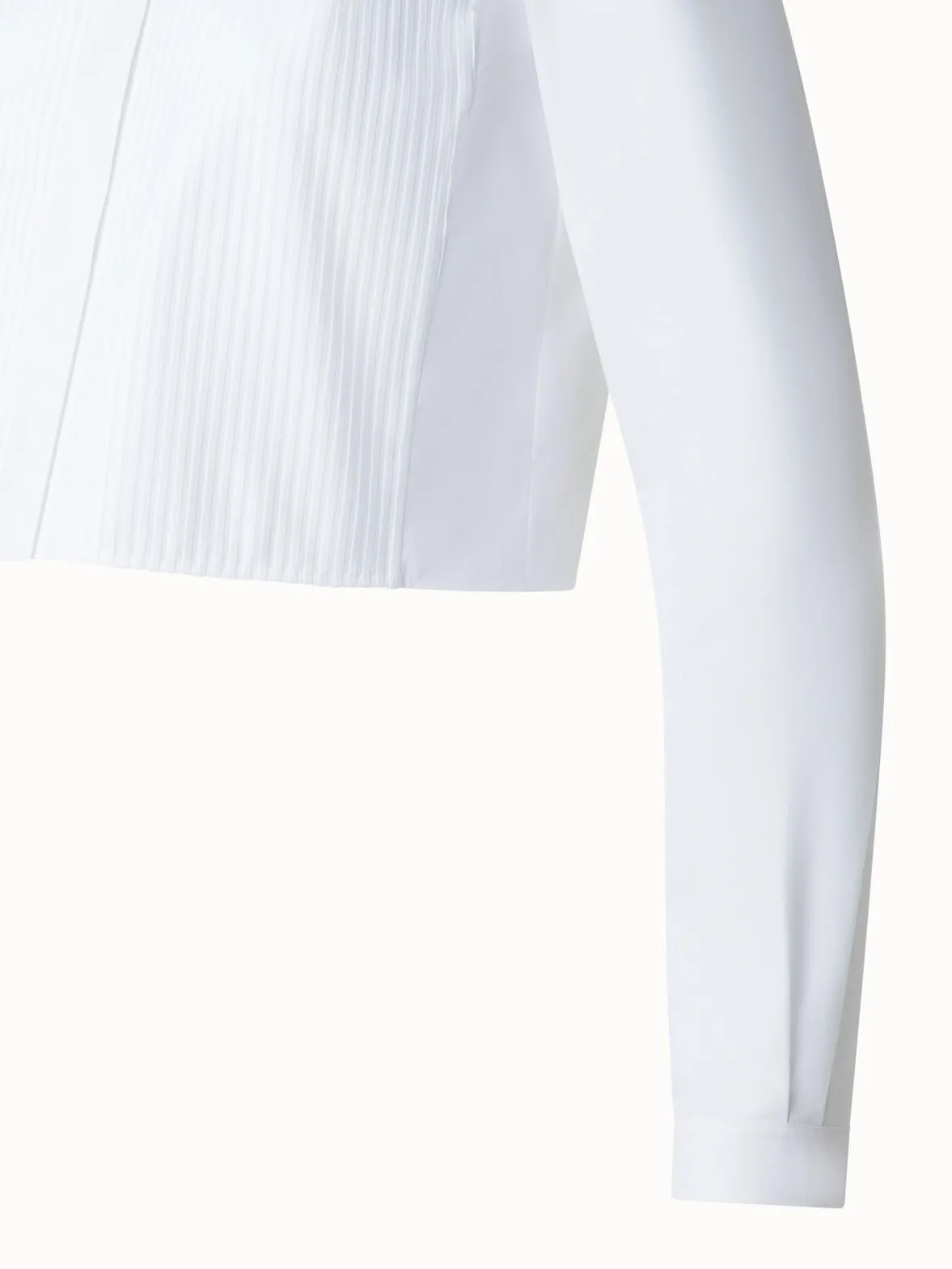 Cropped Pleated Cotton Blouse Akris