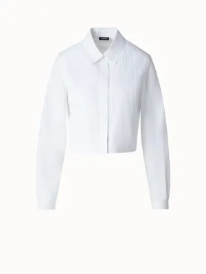 Cropped Pleated Cotton Blouse Akris