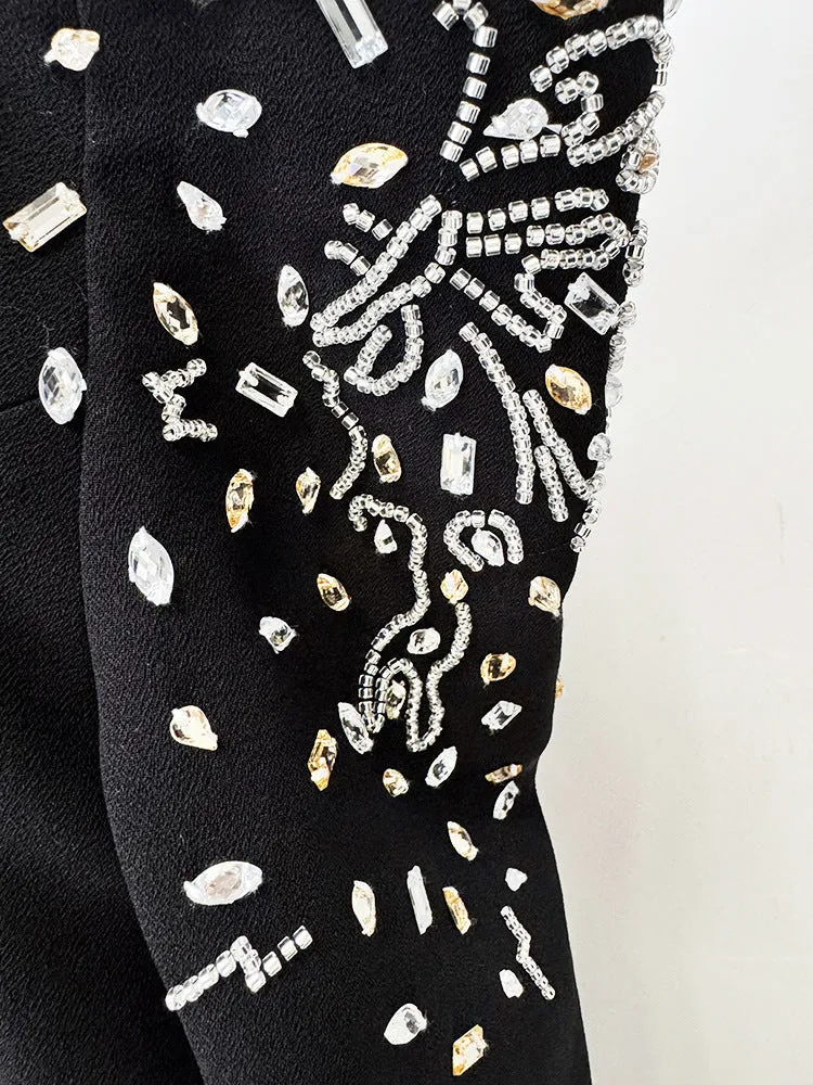 crystal embellished off-shoulder gown in black Gloria Lanvin