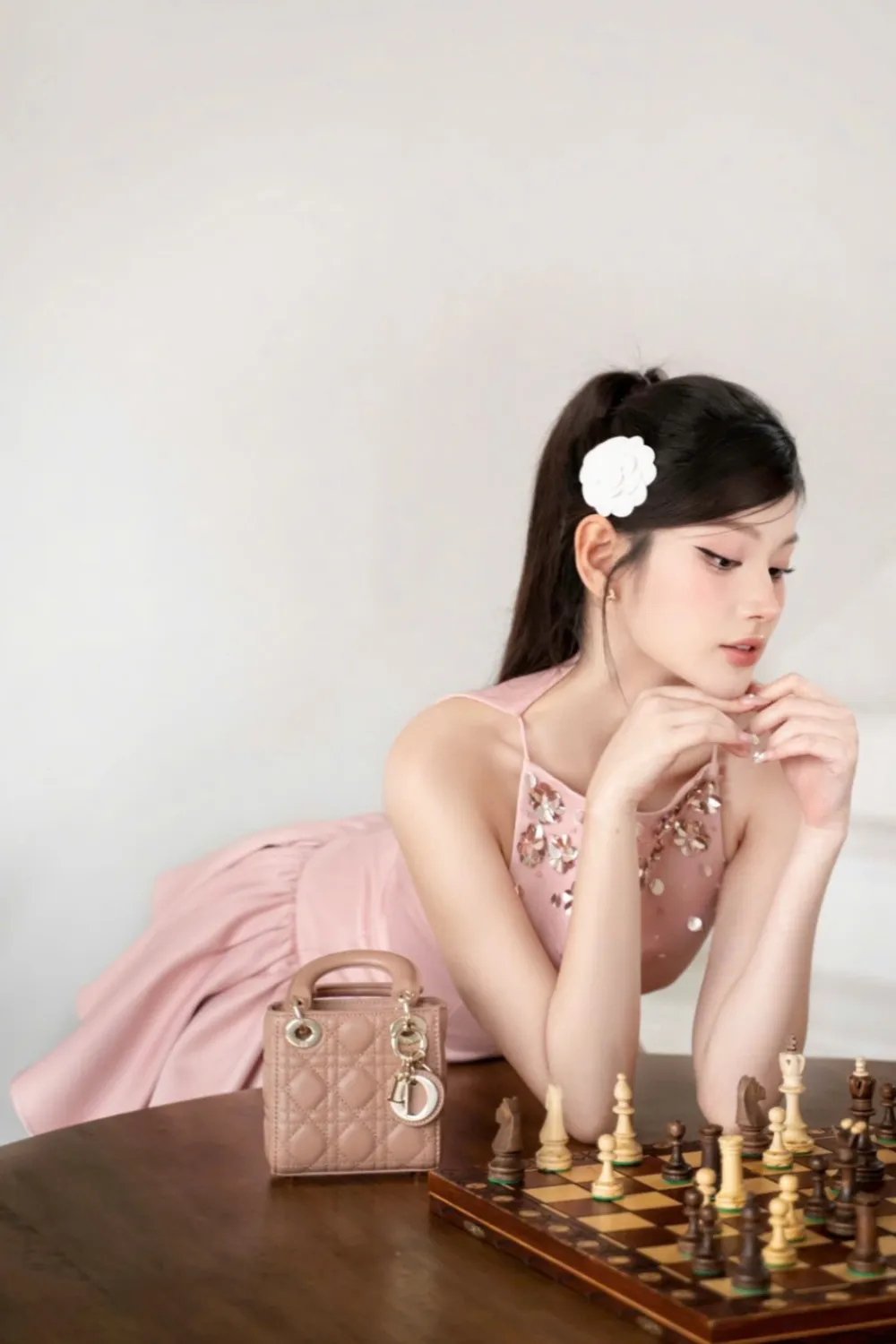 crystal embellished vest mini dress in pink Gloria Lanvin