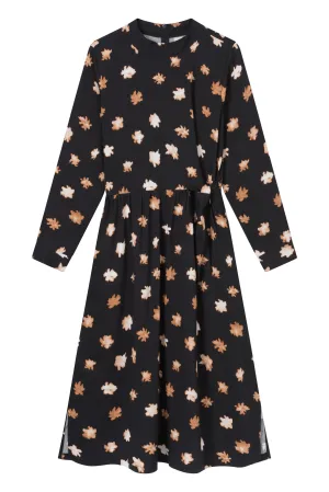 Dress INDIRA from LENZING™ ECOVERO™ - Black / Caramel Brown (Flowers) Givn Berlin