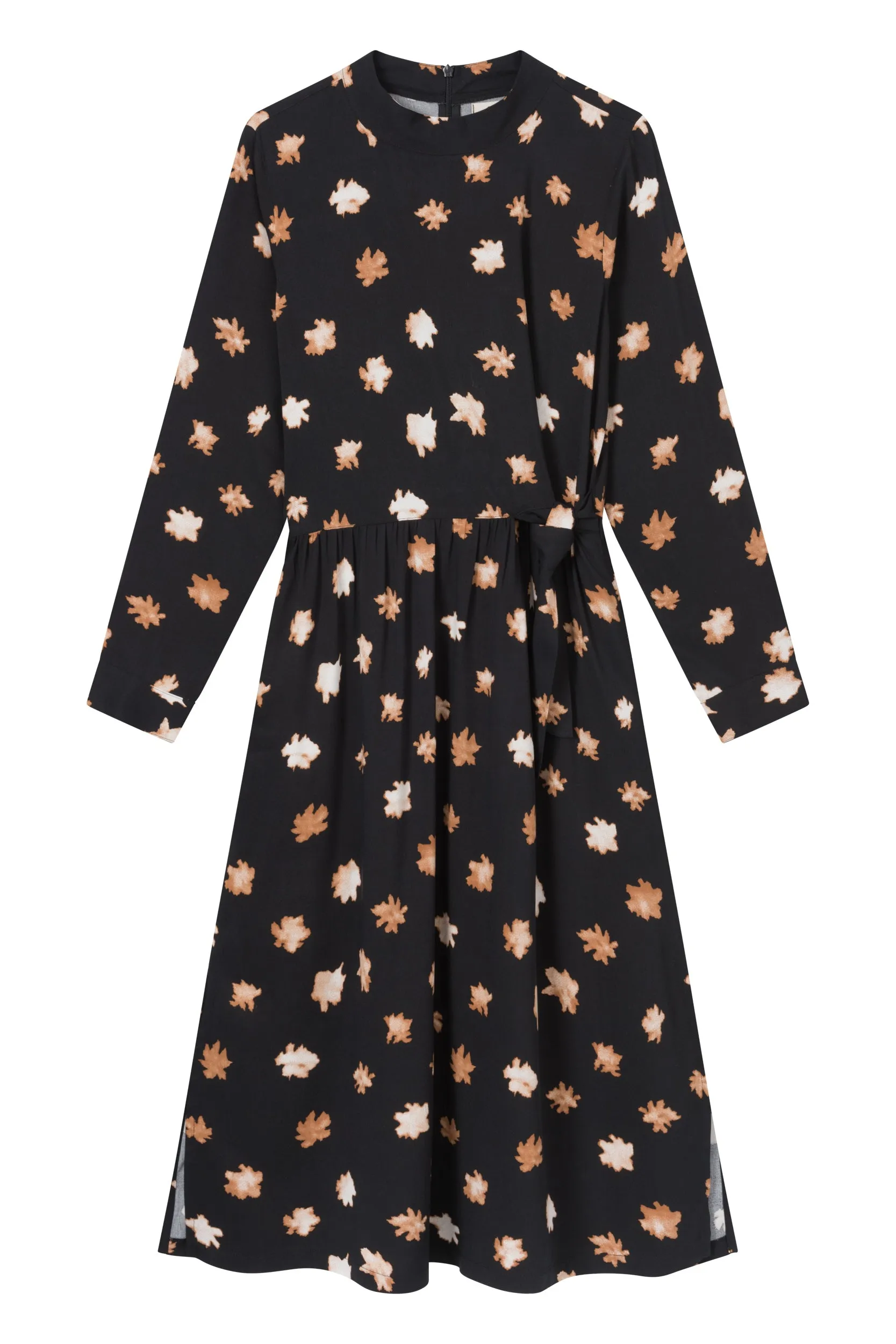 Dress INDIRA from LENZING™ ECOVERO™ - Black / Caramel Brown (Flowers) Givn Berlin