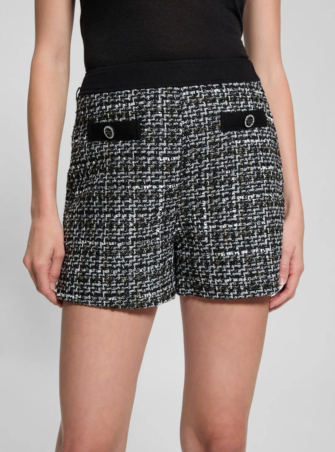 Eco Grey Yvonne Mix Denim Tweed Shorts Guess