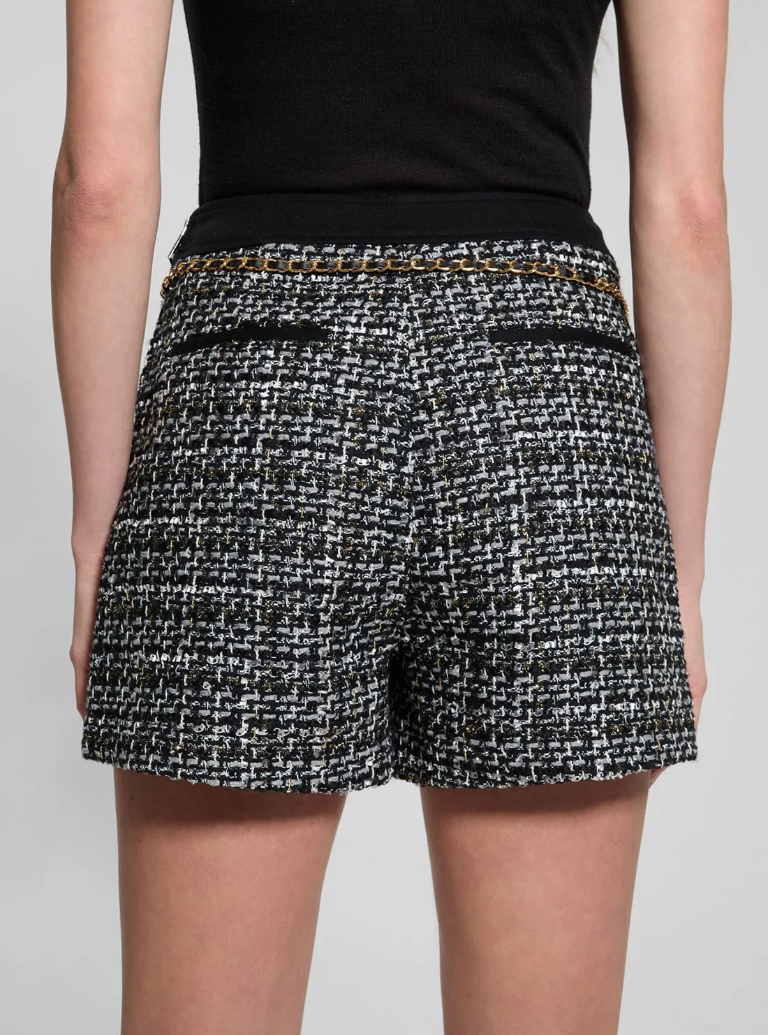 Eco Grey Yvonne Mix Denim Tweed Shorts Guess