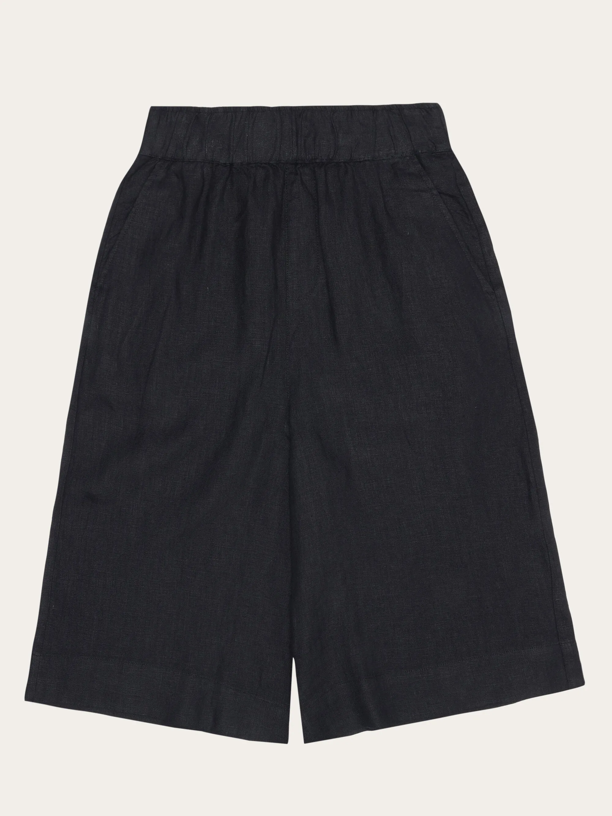 EVE culotte high-rise wide linen shorts - GOTS/Vegan - Black Jet Knowledge Cotton