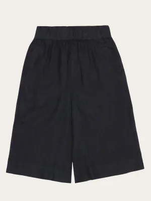 EVE culotte high-rise wide linen shorts - GOTS/Vegan - Black Jet Knowledge Cotton