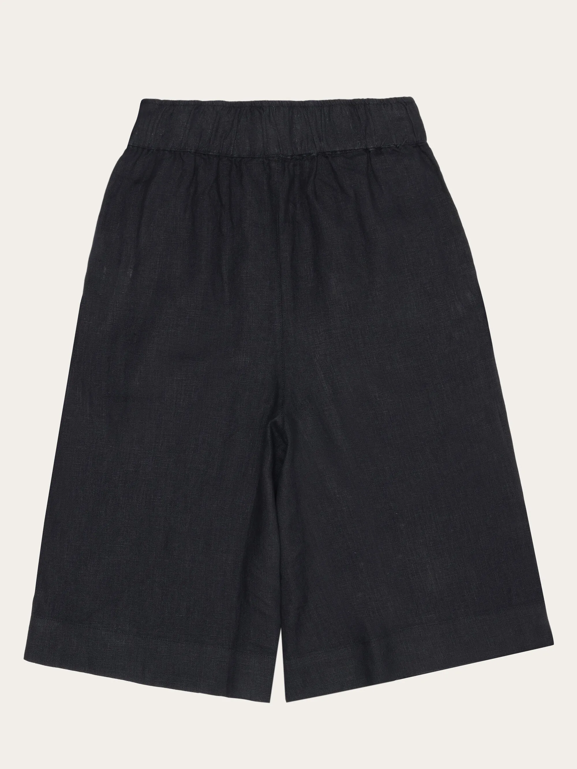 EVE culotte high-rise wide linen shorts - GOTS/Vegan - Black Jet Knowledge Cotton