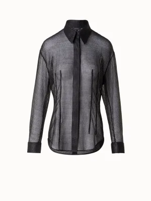 Fitted Blouse with Semi-Sheer Embroidery Akris