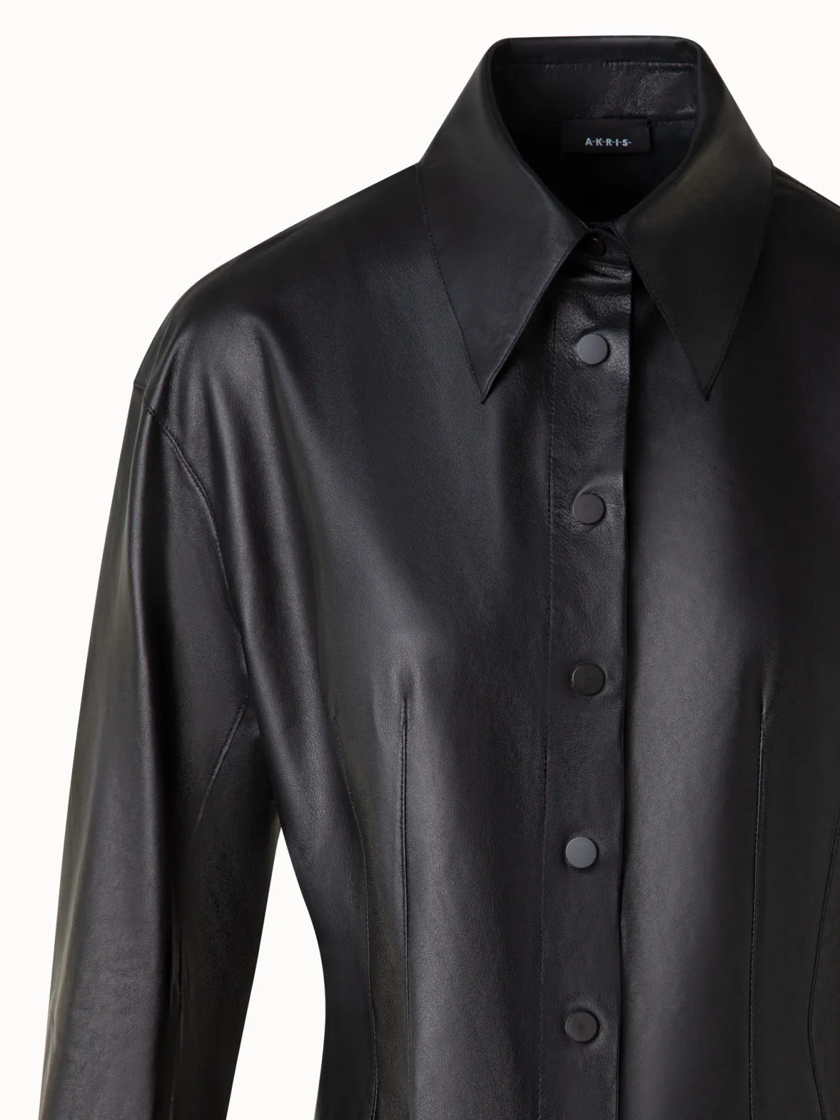 Fitted Leather Blouse Akris