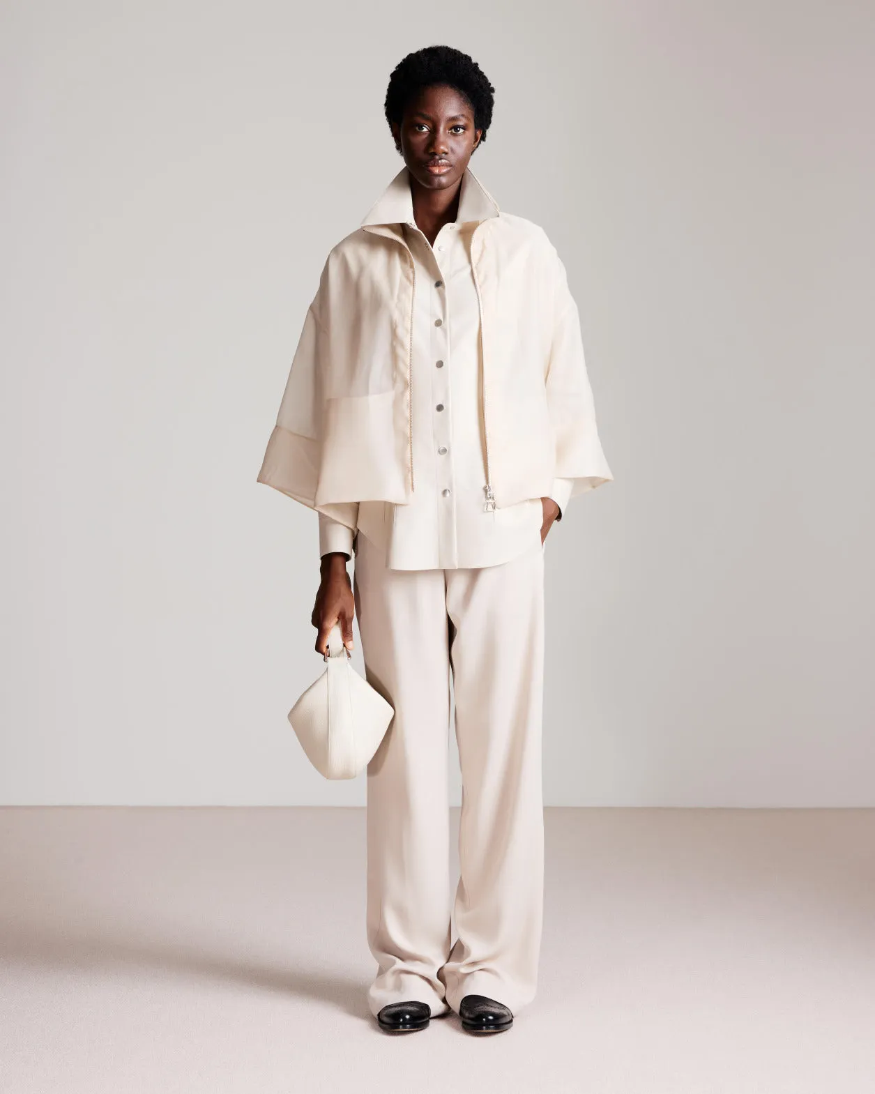 Fitted Leather Blouse Akris