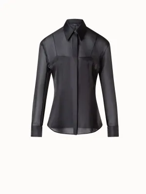 Fitted Semi-Sheer Silk Organza Blouse Akris