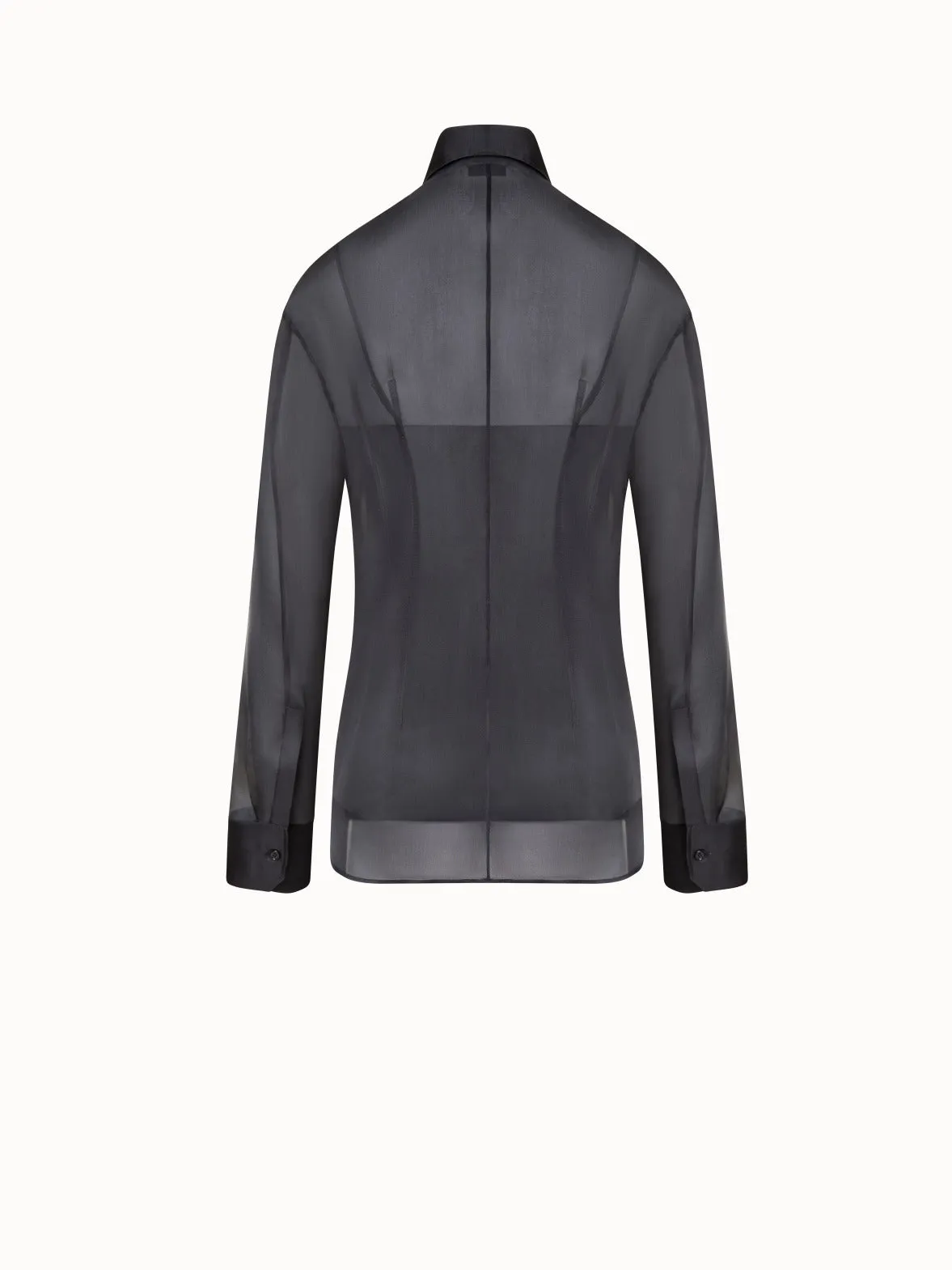 Fitted Semi-Sheer Silk Organza Blouse Akris