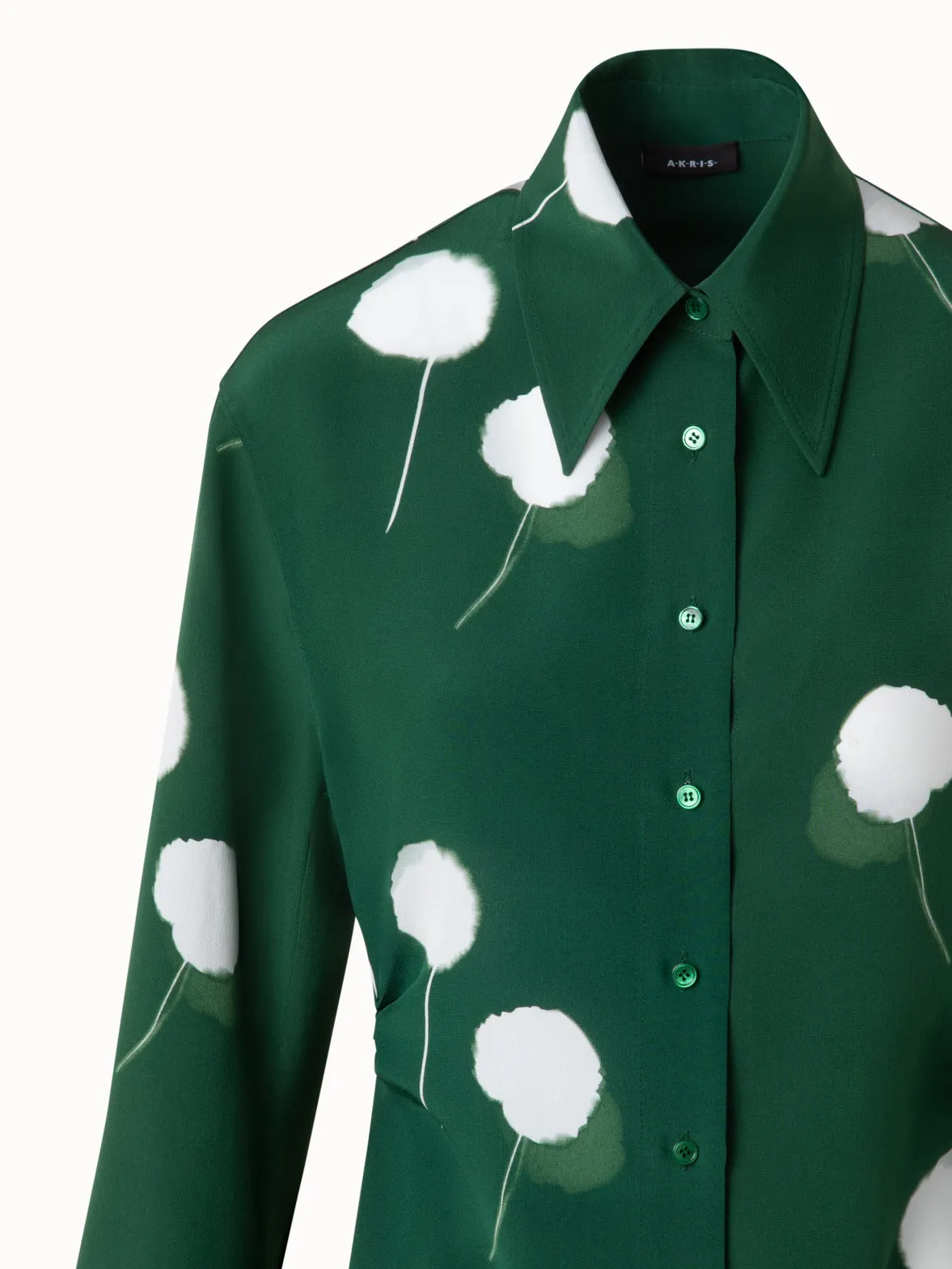 Fitted Silk Blouse with Dandelion Print Akris