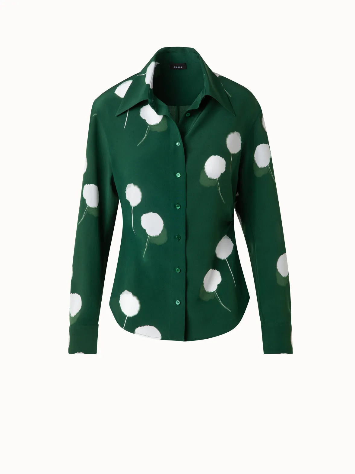 Fitted Silk Blouse with Dandelion Print Akris