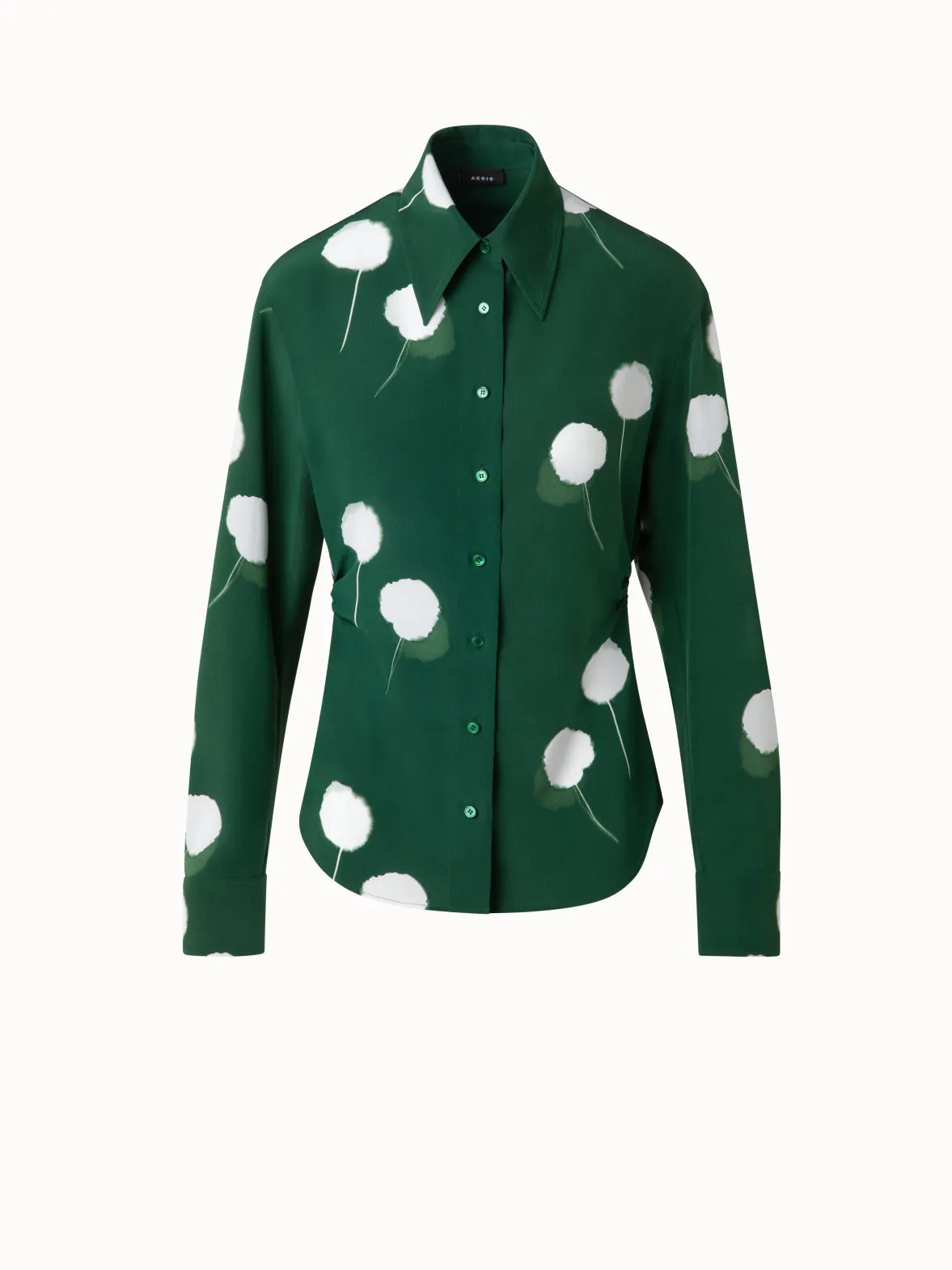 Fitted Silk Blouse with Dandelion Print Akris