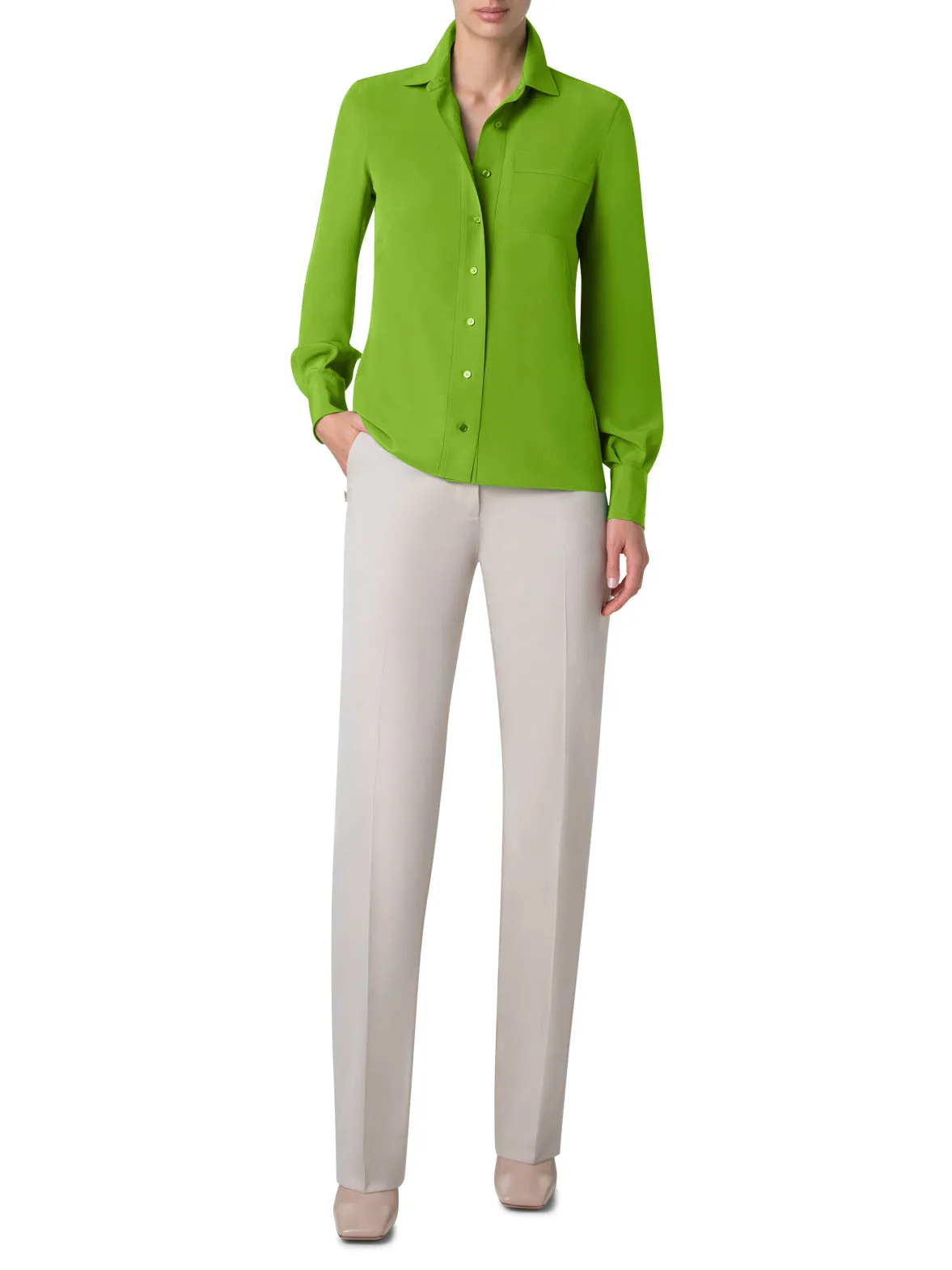 Fitted Silk Shirt Blouse Akris