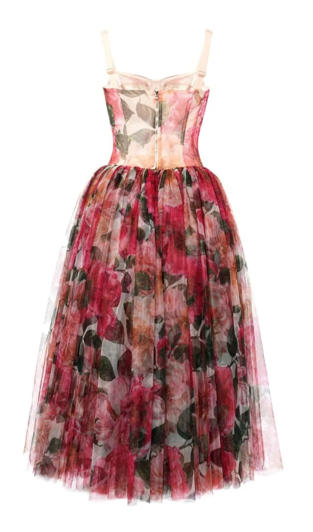 FLORAL-PRINT CORSET MIDI DRESS IN PINK Gloria Lanvin