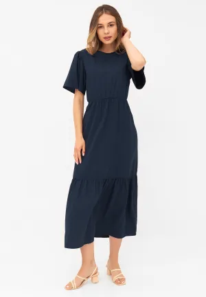 Flounce dress MARISSA in TENCEL™ REFIBRA™ Lyocell - Midnight Blue (Refibra) Givn Berlin
