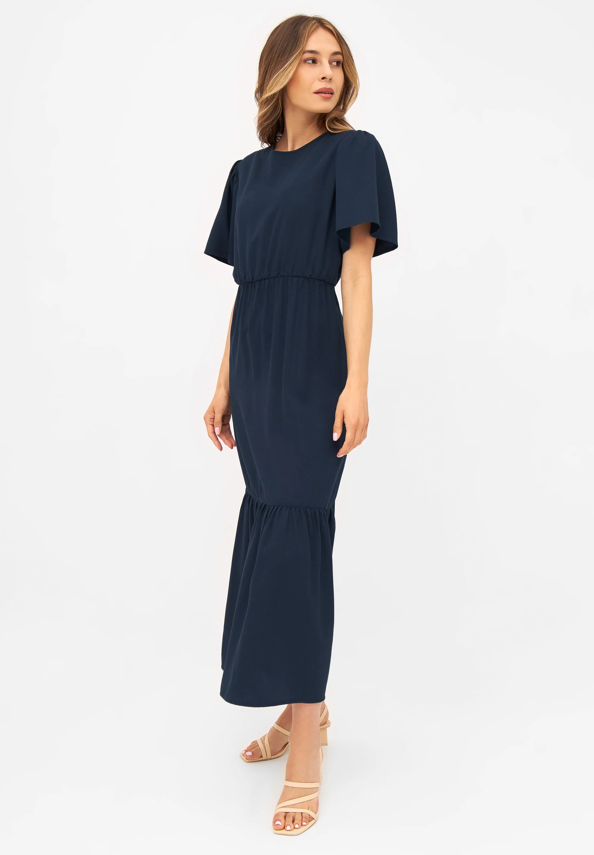 Flounce dress MARISSA in TENCEL™ REFIBRA™ Lyocell - Midnight Blue (Refibra) Givn Berlin