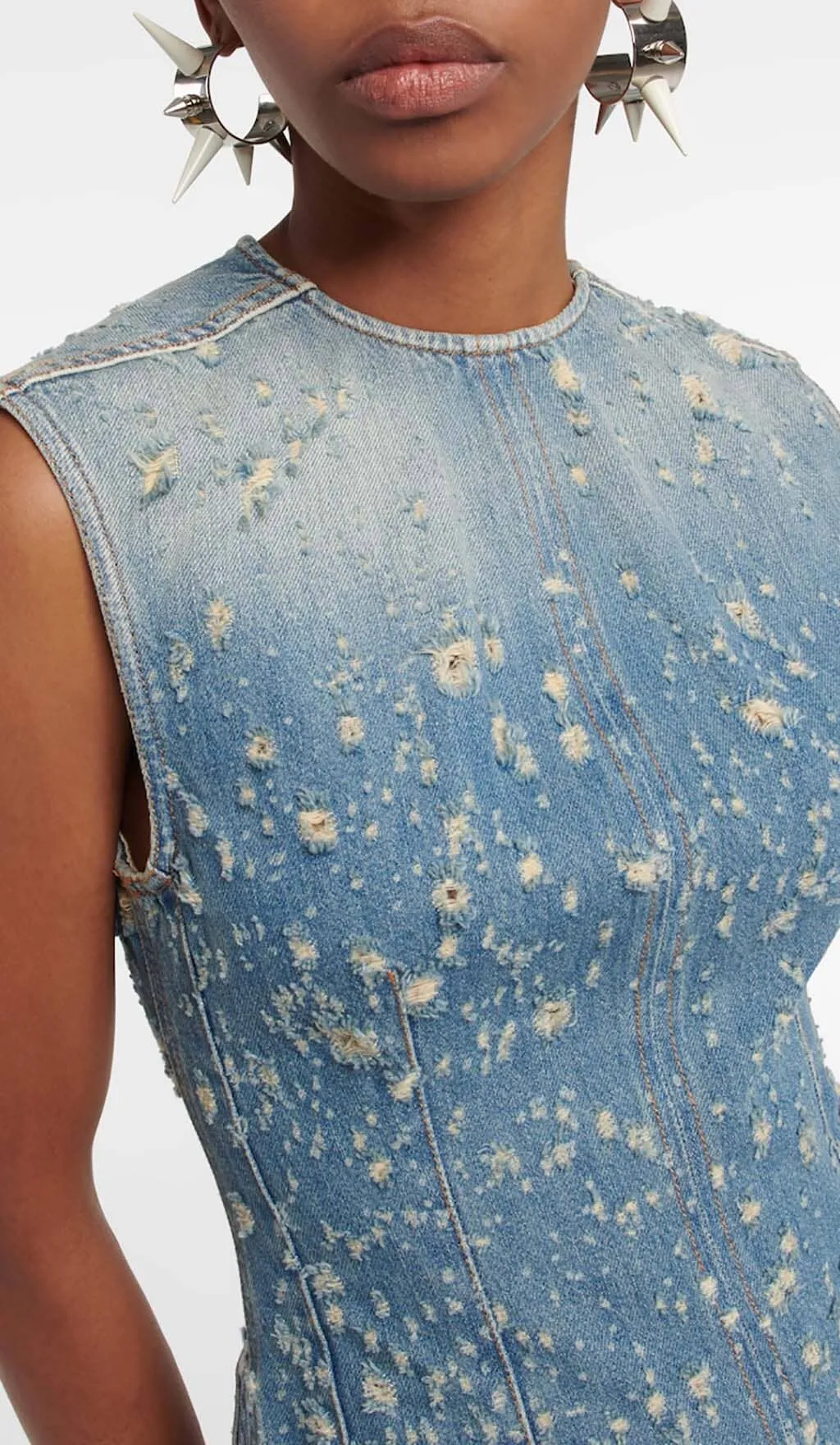 FRAYED DENIM MINI DRESS Gloria Lanvin
