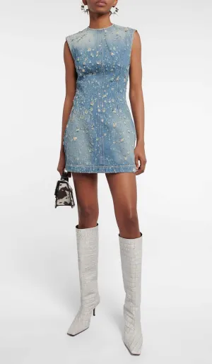 FRAYED DENIM MINI DRESS Gloria Lanvin