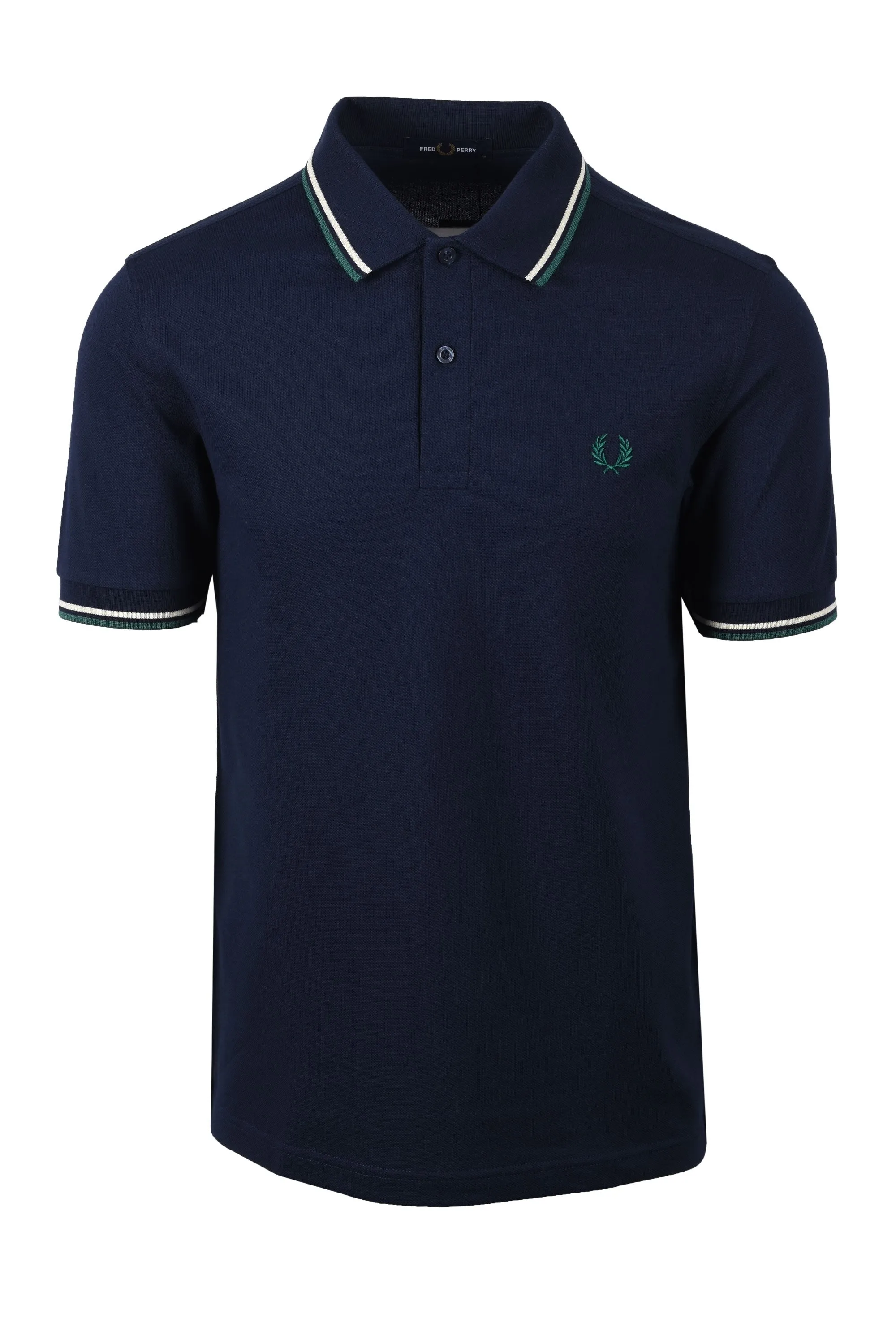 Fred Perry Twin Tipped Polo Dark Carbon/Ecru/Green