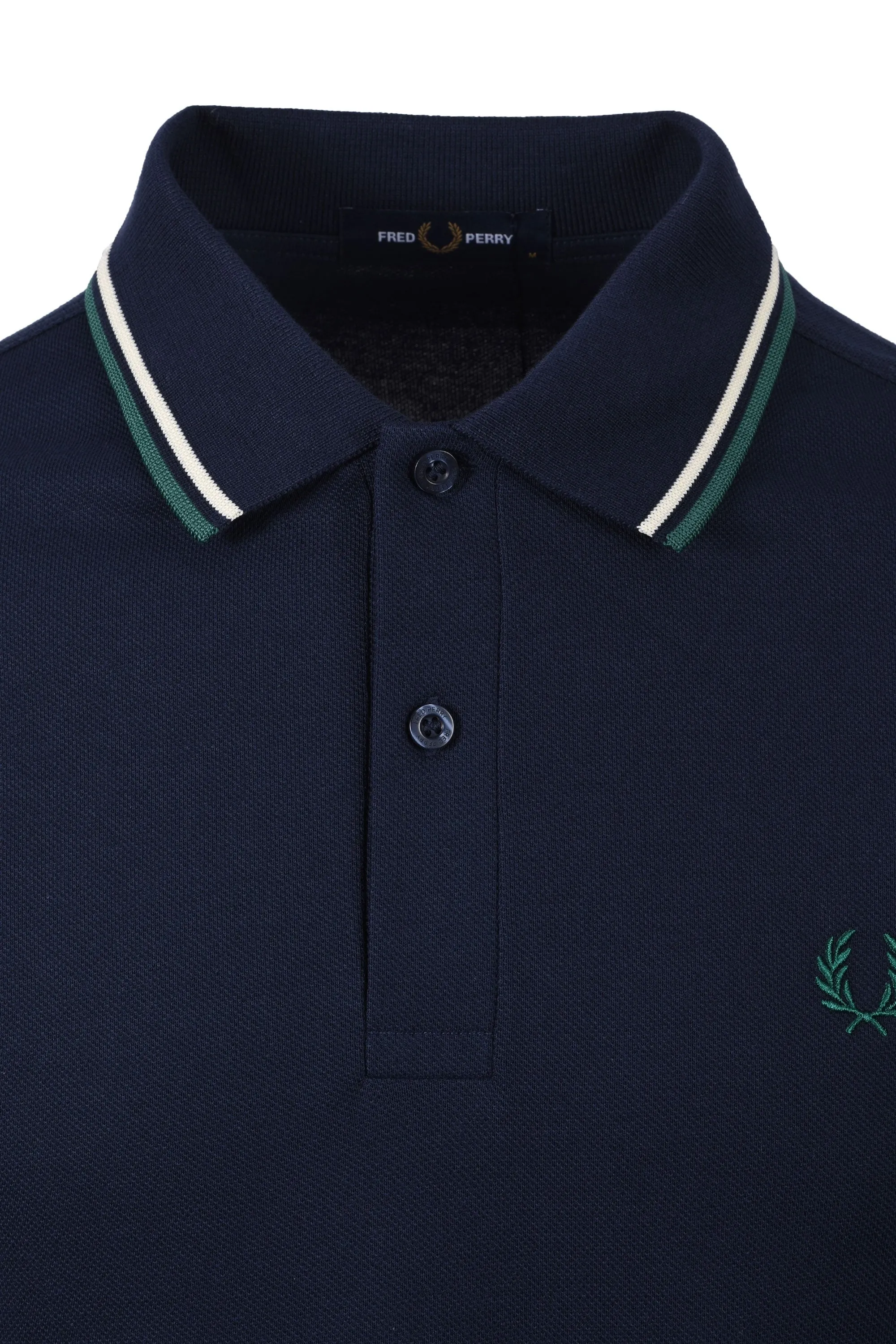 Fred Perry Twin Tipped Polo Dark Carbon/Ecru/Green