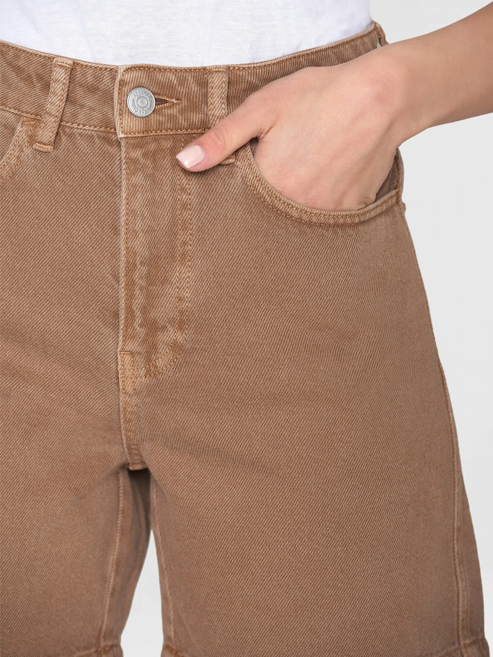 GALE straight mid-rise twill 5-pocket shorts - GOTS/Vegan - Tiramisu Knowledge Cotton