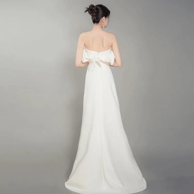 Gauze Satin gown in cream white Gloria Lanvin