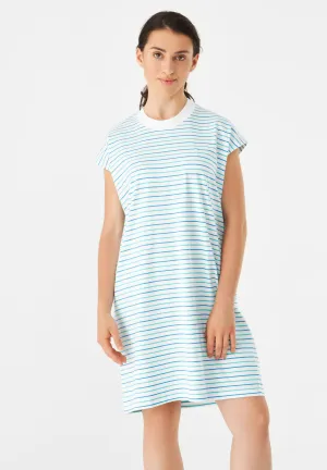GBCAITY Loose Fit Jersey Dress Made From Organic Cotton - Green / Blue (Stripes) Givn Berlin