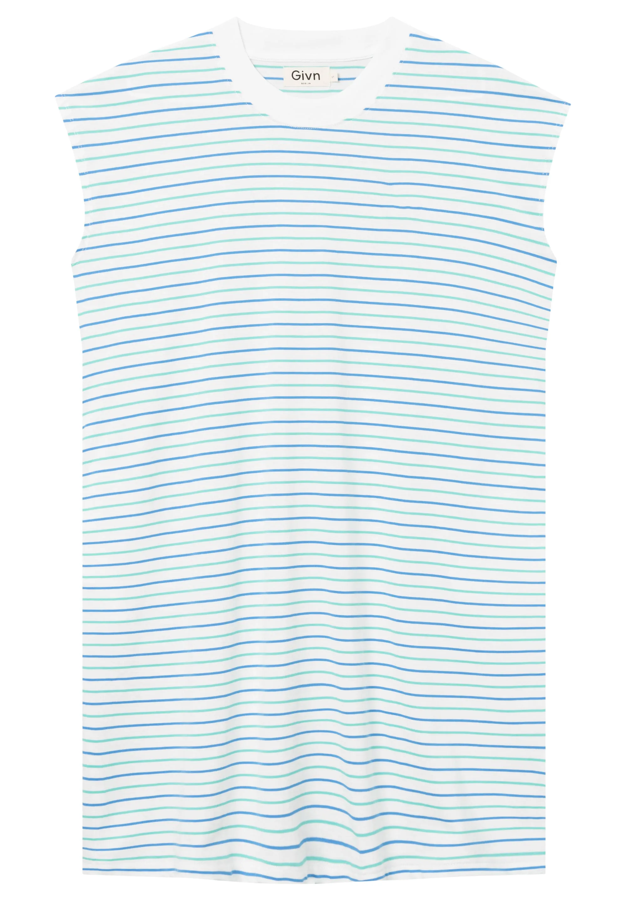 GBCAITY Loose Fit Jersey Dress Made From Organic Cotton - Green / Blue (Stripes) Givn Berlin