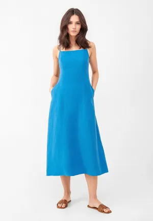GBGIANA slim fit linen dress with back detail - French Blue (Linen) Givn Berlin