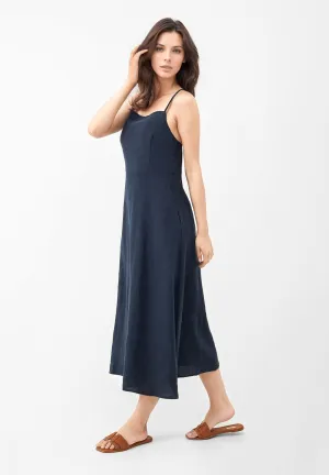 GBGIANA slim fit linen dress with back detail - Midnight Blue (Linen) Givn Berlin