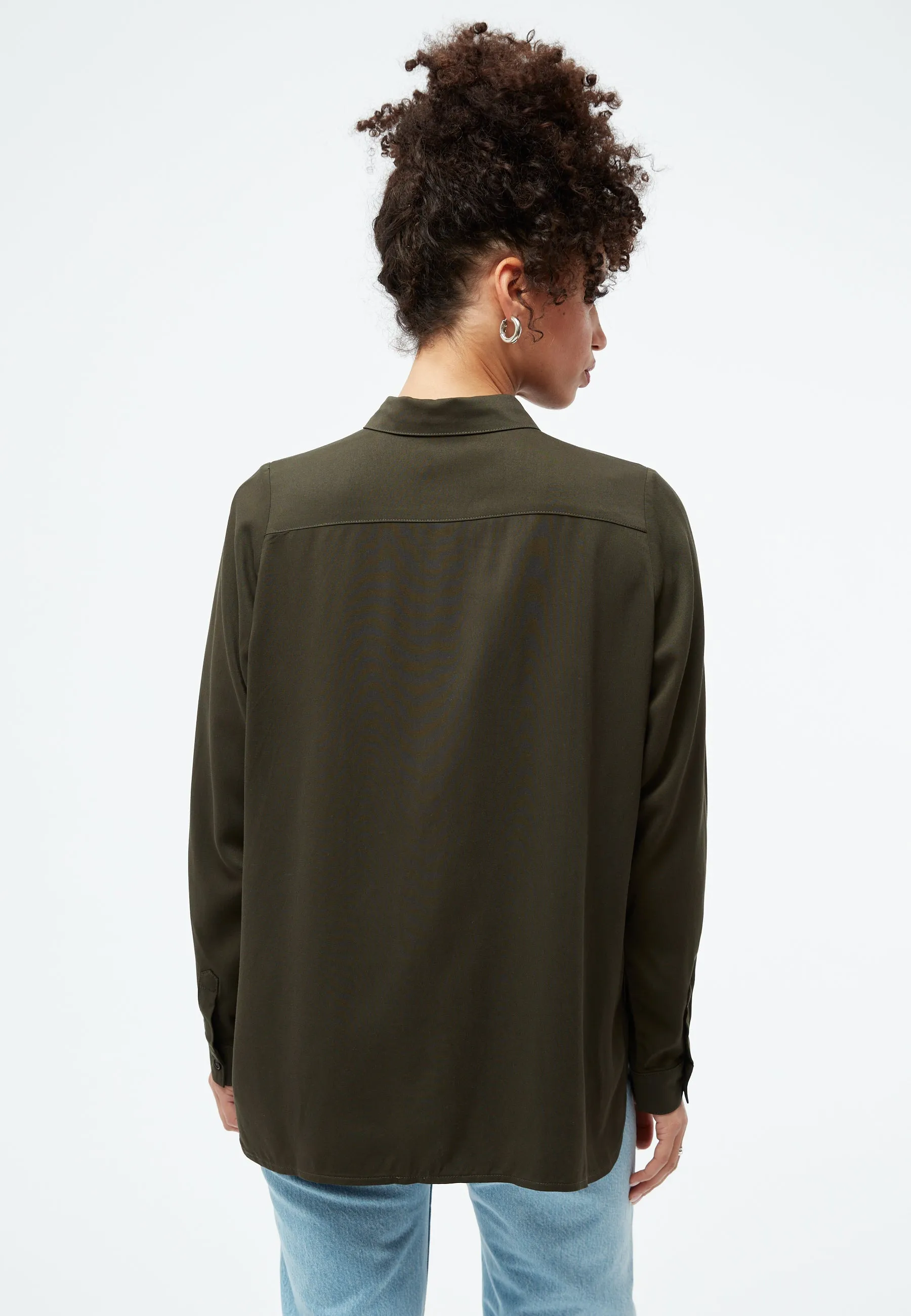 GBIVA blouse from LENZING™ ECOVERO™ with stand-up collar - Dark Olive Givn Berlin