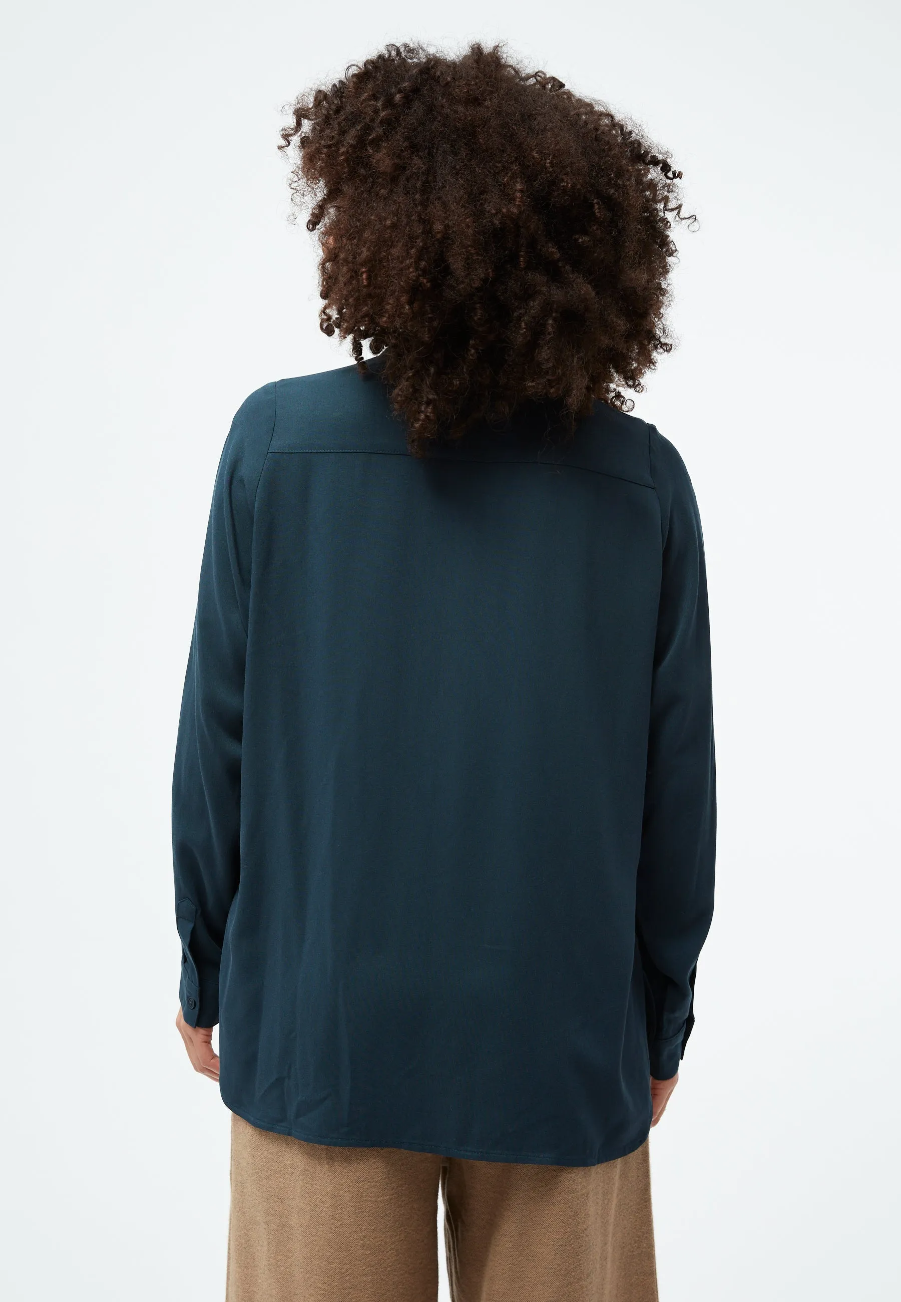 GBIVA blouse from LENZING™ ECOVERO™ with stand-up collar - Midnight Blue Givn Berlin